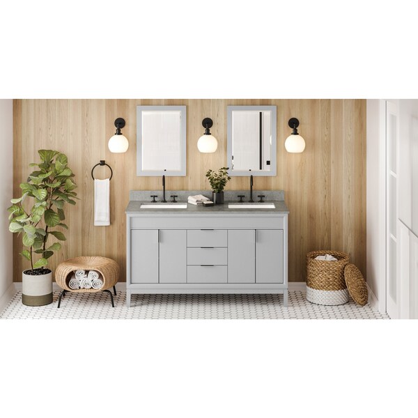 Jeffrey Alexander 60In. Gry Theodora Vanity, Dbl Bowl, Steel Gry Cultured Marble Vanity Top, 2 Undrmnt Rctngl Bowls VKITTHE60GRSGR - main